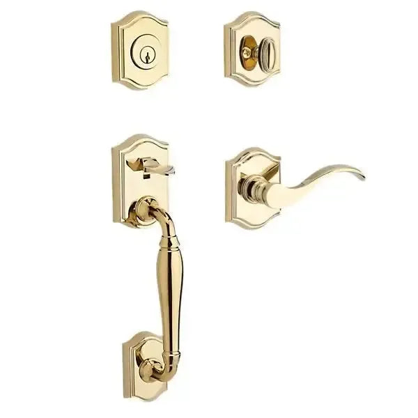 Baldwin ReserveBaldwin Westcliff Handleset with Interior Curve Lever with Traditional Arch Rosette in 