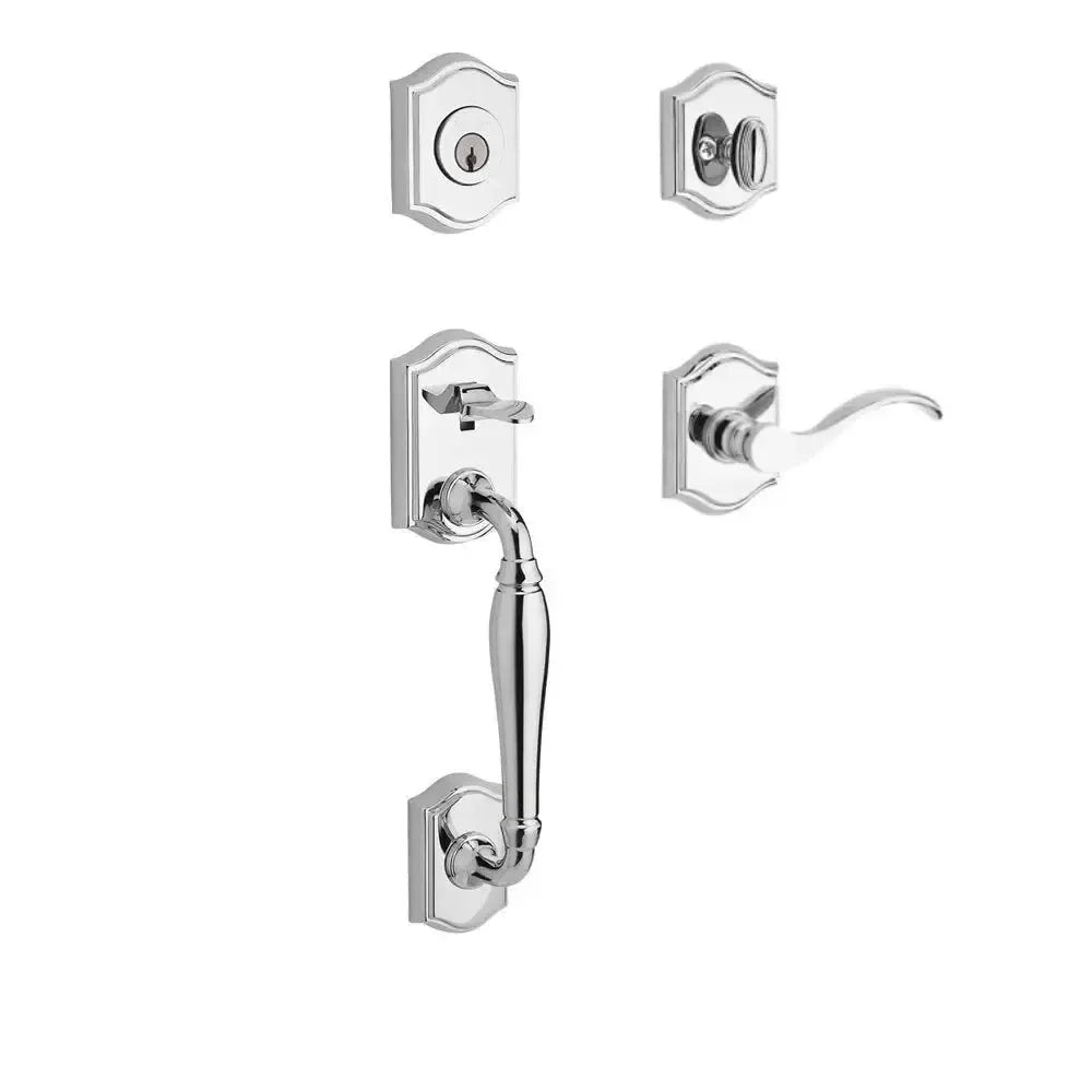 Baldwin ReserveBaldwin Westcliff Handleset with Interior Curve Lever with Traditional Arch Rosette in 