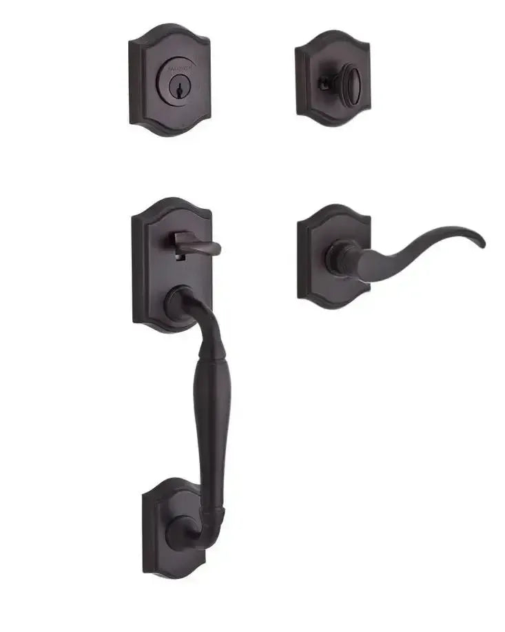 Baldwin ReserveBaldwin Westcliff Handleset with Interior Curve Lever with Traditional Arch Rosette in 