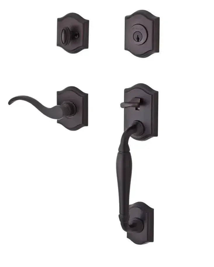Baldwin ReserveBaldwin Westcliff Handleset with Interior Curve Lever with Traditional Arch Rosette in 