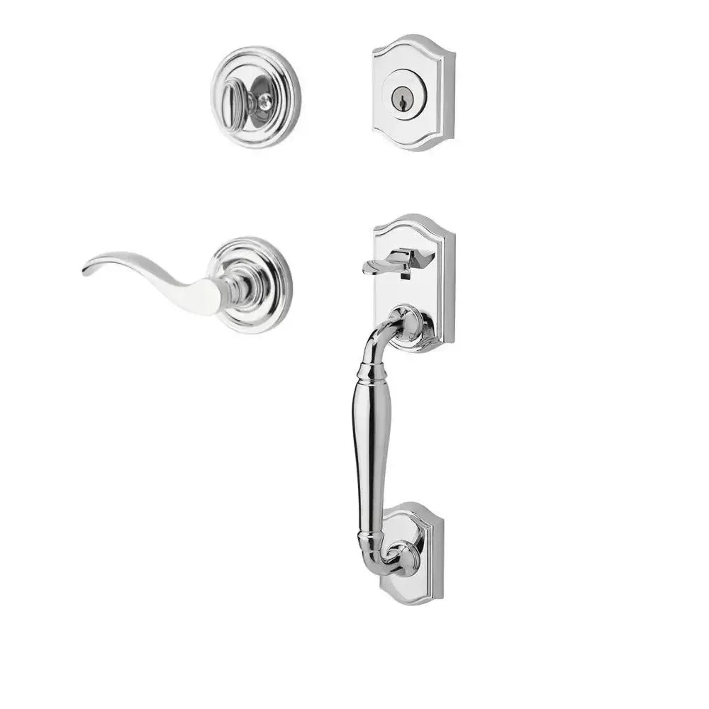 Baldwin ReserveBaldwin Westcliff Handleset with Interior Curve Lever with Traditional Round Rosette in 