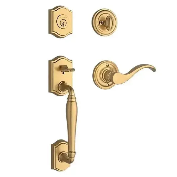 Baldwin ReserveBaldwin Westcliff Handleset with Interior Curve Lever with Traditional Round Rosette in 