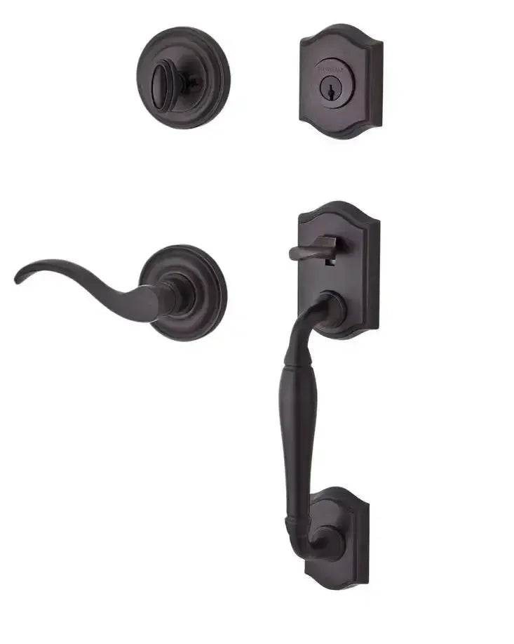 Baldwin ReserveBaldwin Westcliff Handleset with Interior Curve Lever with Traditional Round Rosette in 