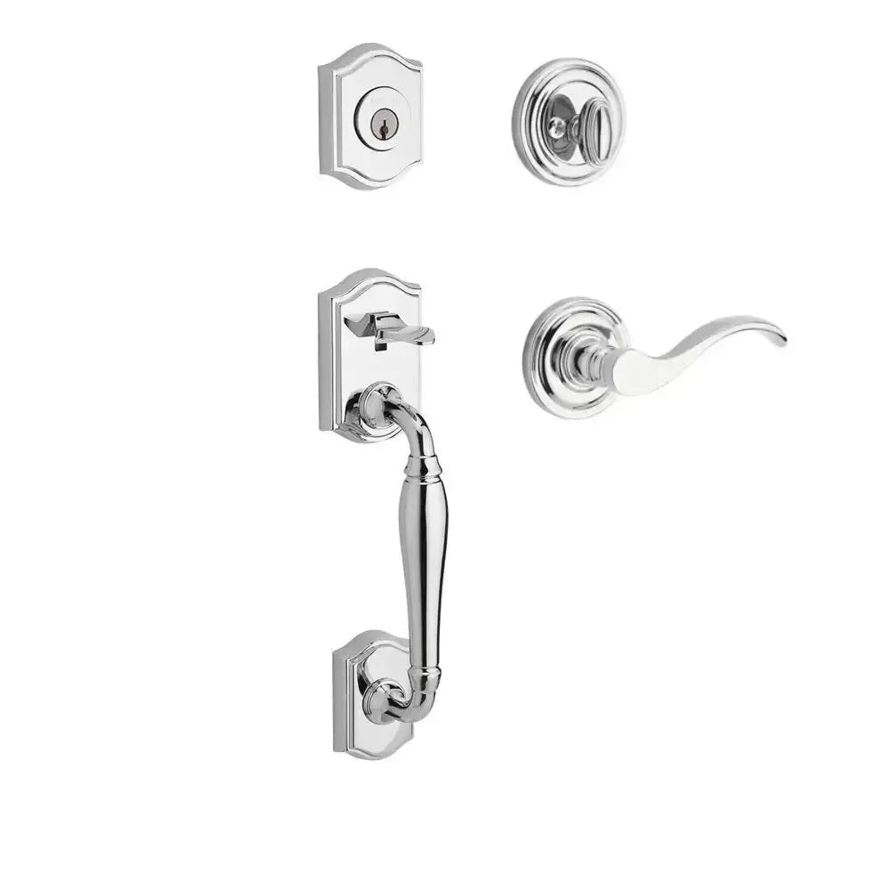 Baldwin ReserveBaldwin Westcliff Handleset with Interior Curve Lever with Traditional Round Rosette in 