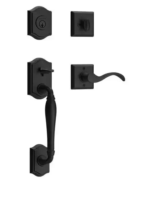 Baldwin ReserveBaldwin Westcliff Handleset with Interior Curve Lever with Traditional Square Rosette in 