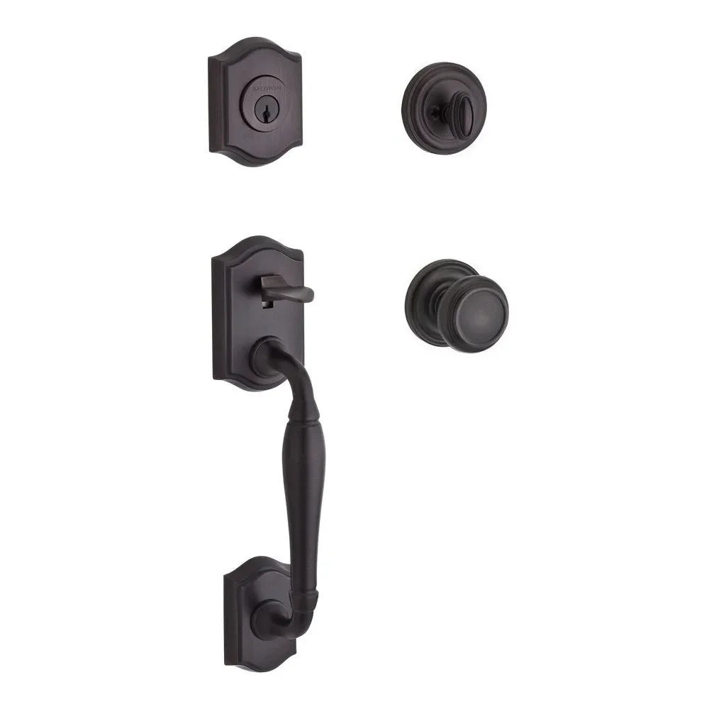 Baldwin Westcliff Handleset with Interior Traditional Knob with Traditional Round Rosette Venetian Bronze