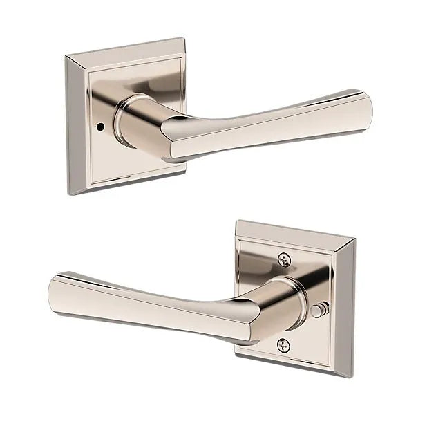 Baldwin Wyndcliff Lever with Chamfered Square Rosette in Lifetime Polished Nickel finish