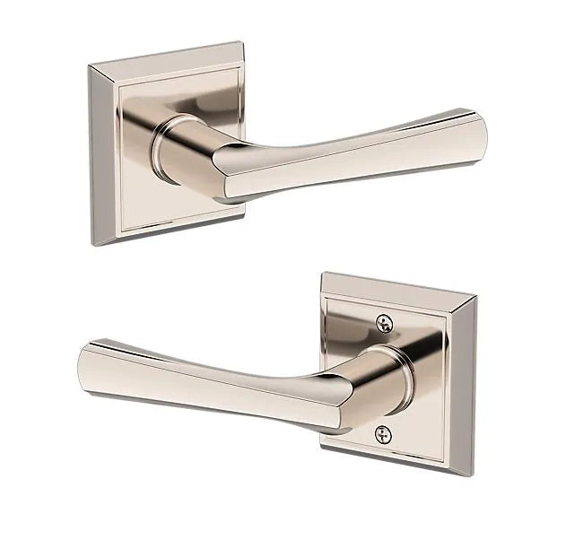 Baldwin Wyndcliff Lever with Chamfered Square Rosette in Lifetime Polished Nickel finish