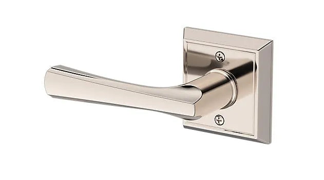 Baldwin Wyndcliff Lever with Chamfered Square Rosette in Lifetime Polished Nickel finish