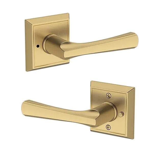 Baldwin Wyndcliff Lever with Chamfered Square Rosette in Lifetime Satin Brass finish