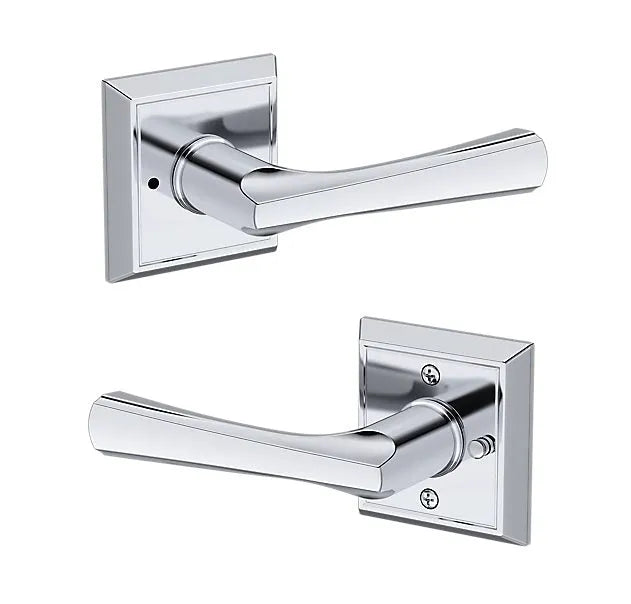 Baldwin Wyndcliff Lever with Chamfered Square Rosette in Polished Chrome finish