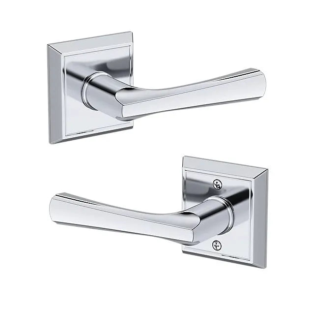 Baldwin Wyndcliff Lever with Chamfered Square Rosette in Polished Chrome finish