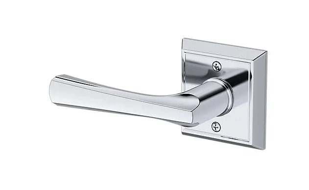 Baldwin Wyndcliff Lever with Chamfered Square Rosette in Polished Chrome finish