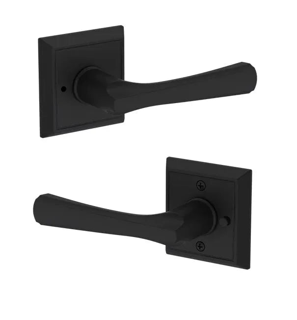 Baldwin Wyndcliff Lever with Chamfered Square Rosette in Satin Black finish