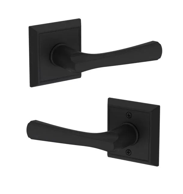 Baldwin Wyndcliff Lever with Chamfered Square Rosette in Satin Black finish