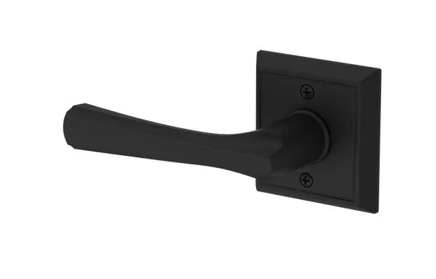 Baldwin Wyndcliff Lever with Chamfered Square Rosette in Satin Black finish
