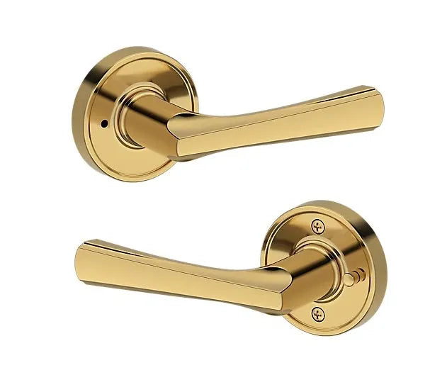 Baldwin Wyndcliff Lever with Recessed Round Rosette in Lifetime Polished Brass finish