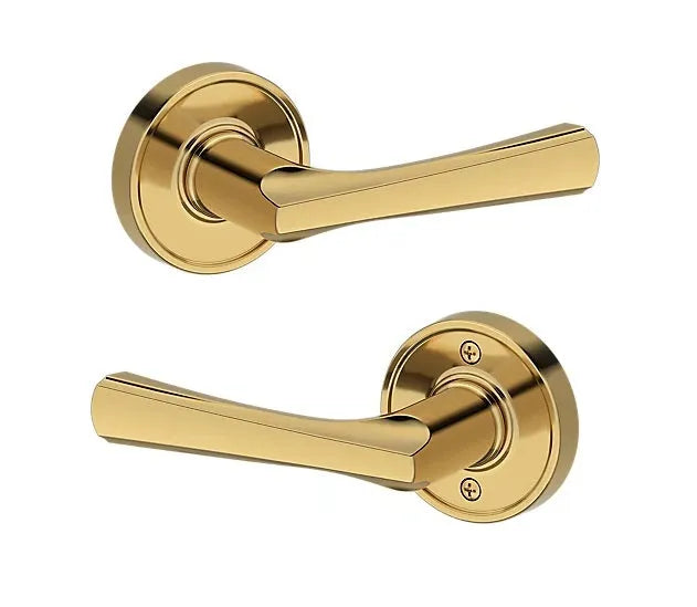 Baldwin Wyndcliff Lever with Recessed Round Rosette in Lifetime Polished Brass finish