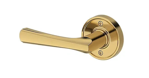 Baldwin Wyndcliff Lever with Recessed Round Rosette in Lifetime Polished Brass finish