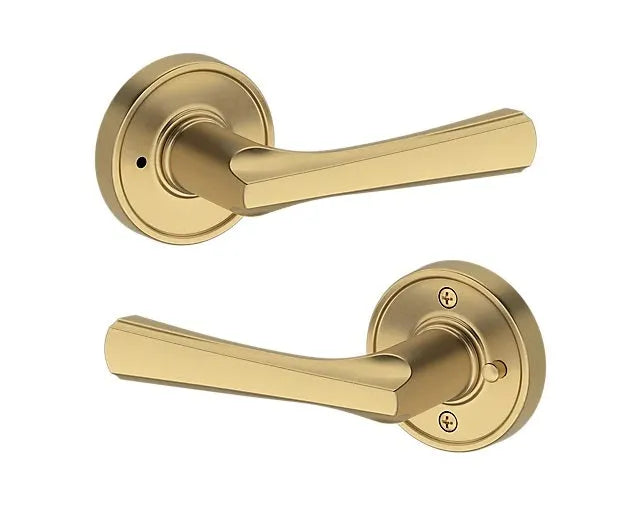 Baldwin Wyndcliff Lever with Recessed Round Rosette in Lifetime Satin Brass finish