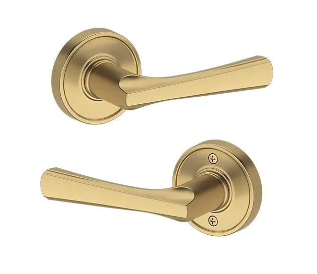 Baldwin Wyndcliff Lever with Recessed Round Rosette in Lifetime Satin Brass finish