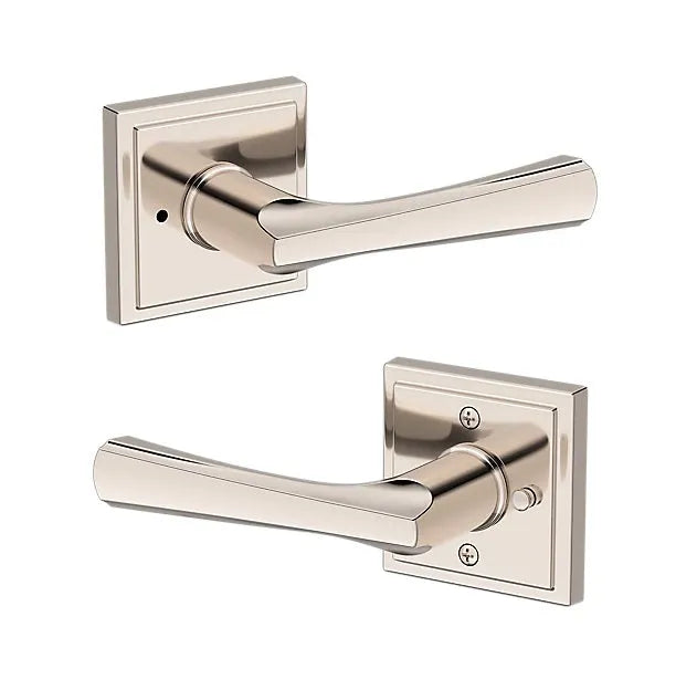 Baldwin Wyndcliff Lever with Stepped Square Rosette in Lifetime Polished Nickel finish