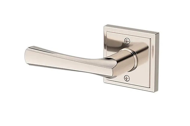Baldwin Wyndcliff Lever with Stepped Square Rosette in Lifetime Polished Nickel finish