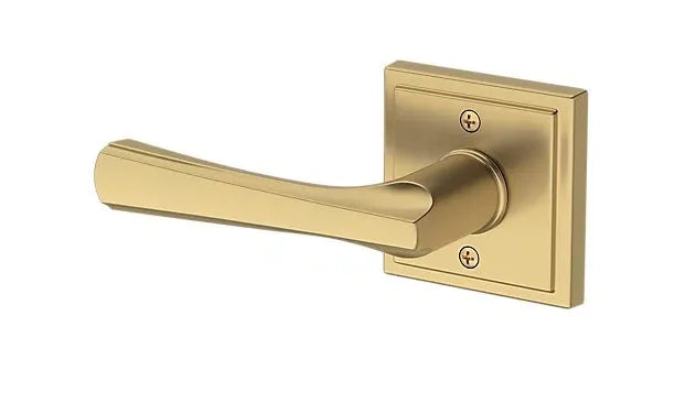 Baldwin Wyndcliff Lever with Stepped Square Rosette in Lifetime Satin Brass finish