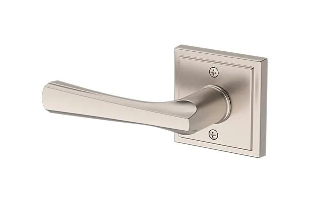 Baldwin Wyndcliff Lever with Stepped Square Rosette in Lifetime Satin Nickel finish