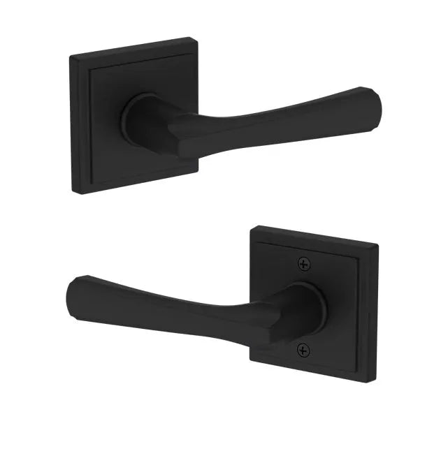 Baldwin Wyndcliff Lever with Stepped Square Rosette in Satin Black finish