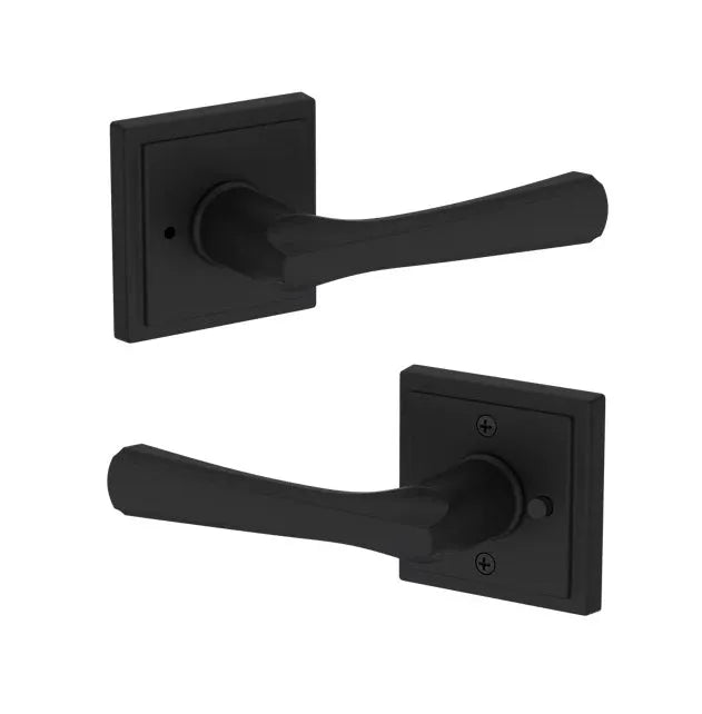 Baldwin Wyndcliff Lever with Stepped Square Rosette in Satin Black finish
