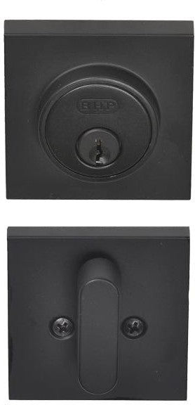 Better Home Products Low Profile Square Single Cylinder Deadbolt in Black finish