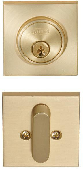 Better Home Products Low Profile Square Single Cylinder Deadbolt in Satin Brass finish