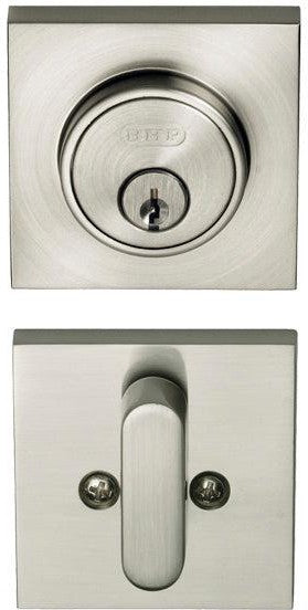 Better Home Products Low Profile Square Single Cylinder Deadbolt in Satin Nickel finish