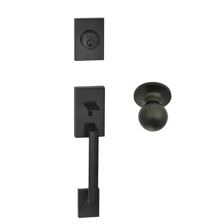 Better Home Products Tiburon Handleset with Ball Knob Interior in Matte Black finish