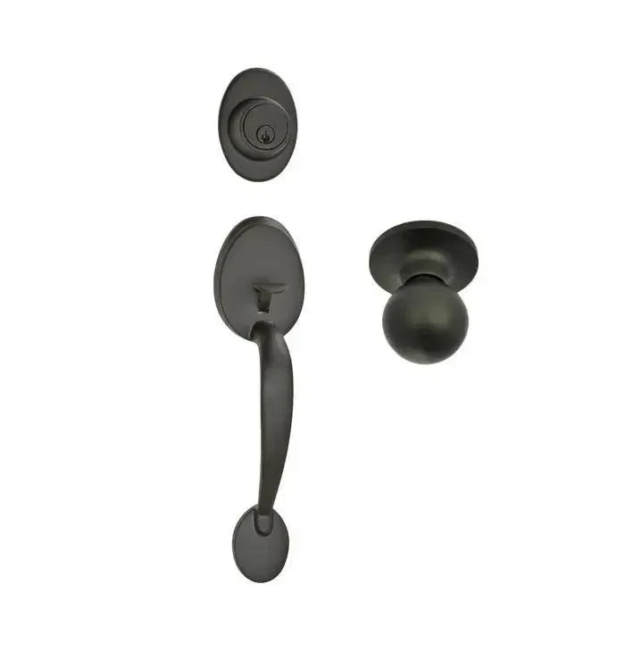 Better Home Products Van Ness Handleset with Ball Knob Interior in Matte Black finish