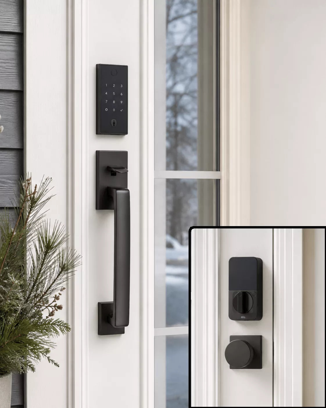 Emtek EMPowered 2 Touch Entry Set with Baden Grip and Interior Round Knob in finish