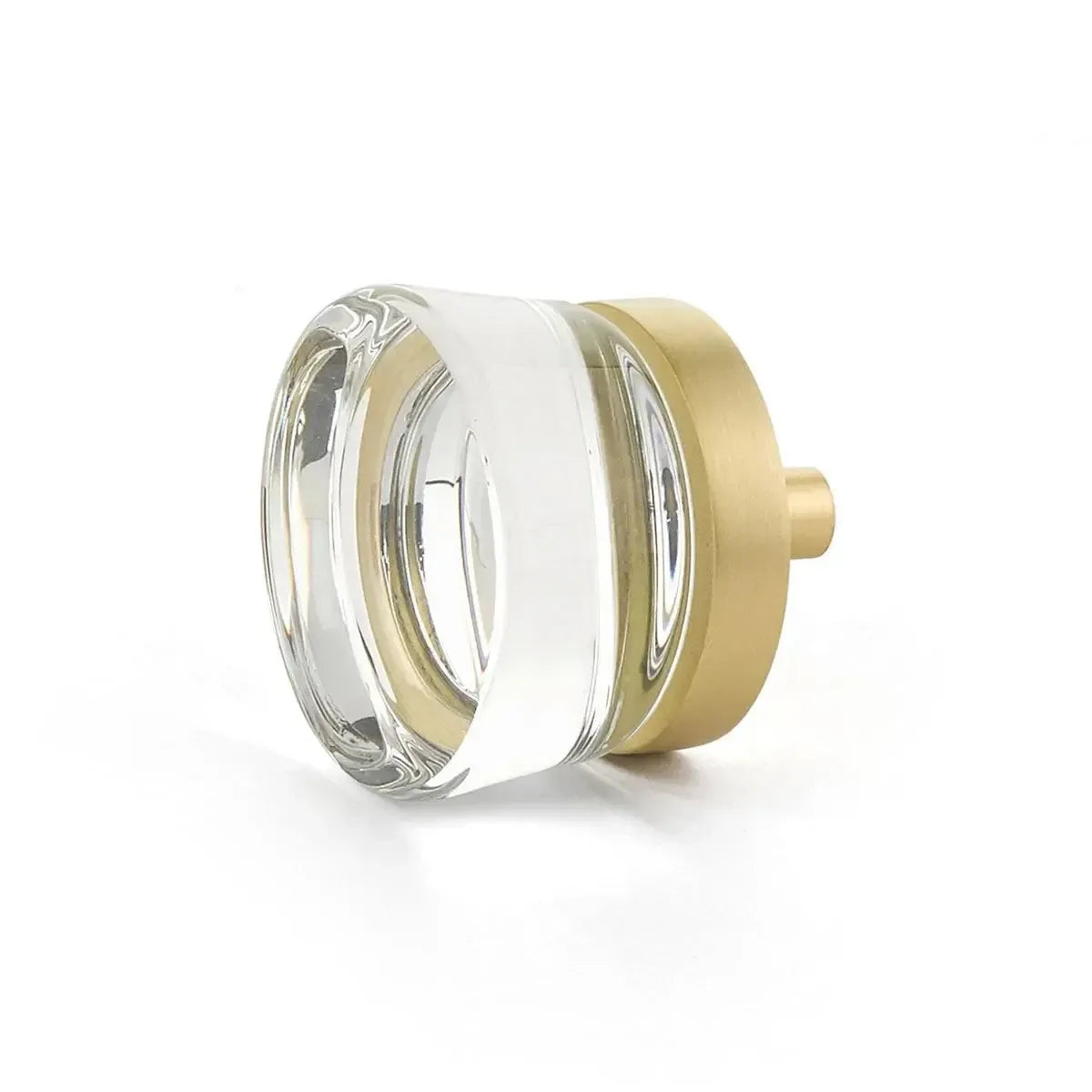 City Lights Flat Disc Glass Knob Satin Brass