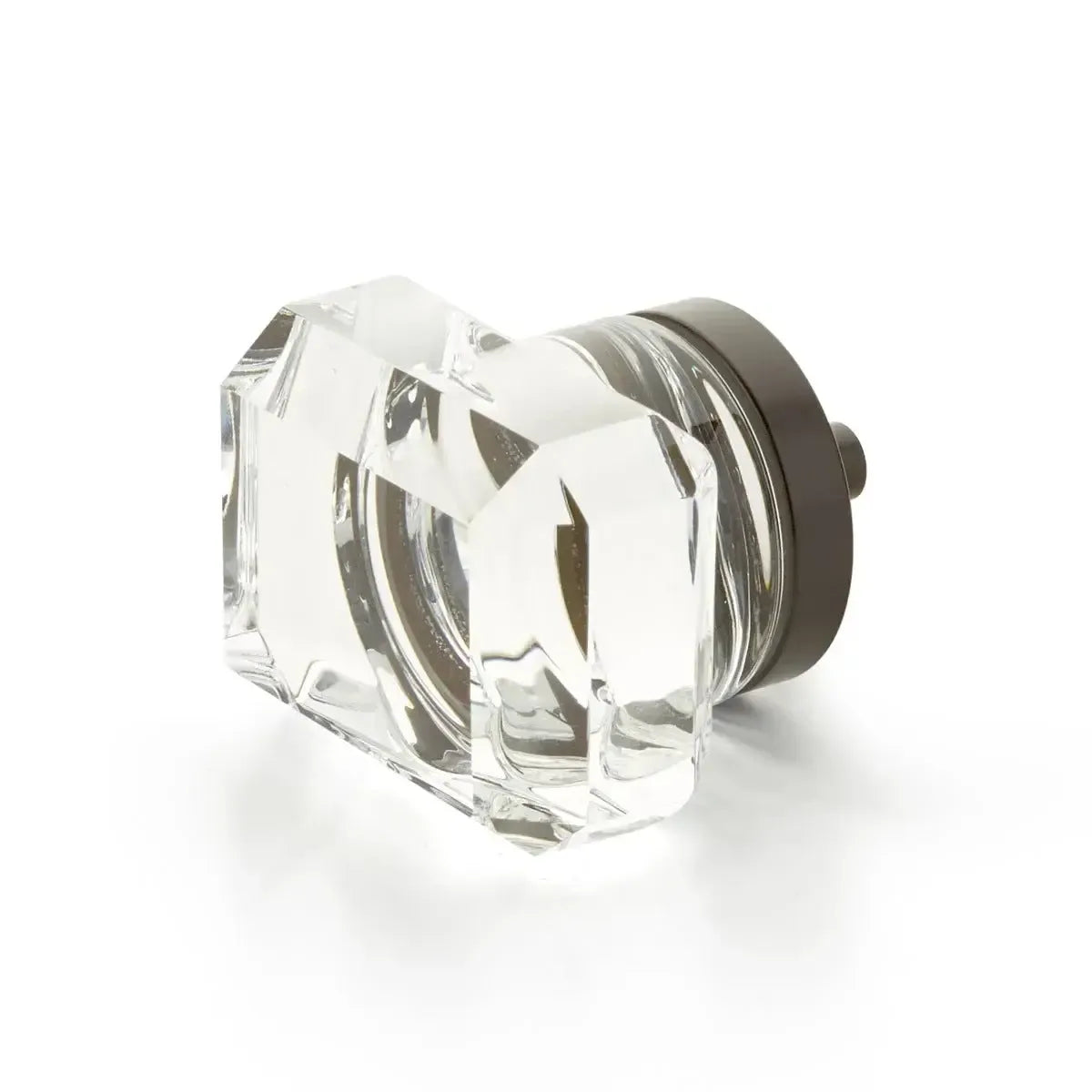 The Schaub City Lights Rectangular Glass Knob in Oil Rubbed Bronze finish.