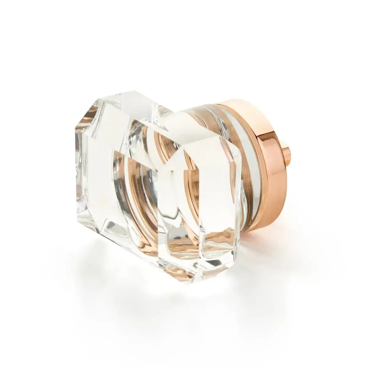 City Lights Rectangular Glass Knob Polished Rose Gold