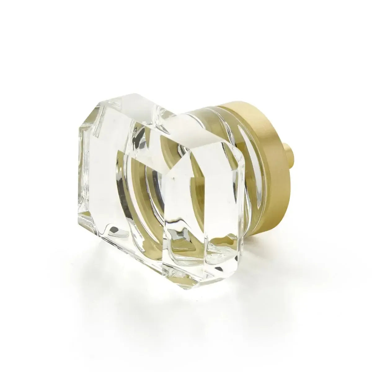City Lights Rectangular Glass Knob Satin Brass