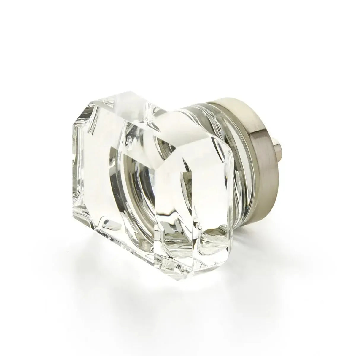 City Lights Rectangular Glass Knob Satin Nickel