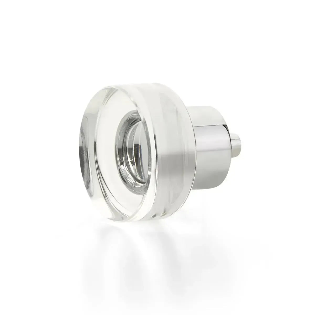 City Lights Round Disc Glass Knob Polished Chrome