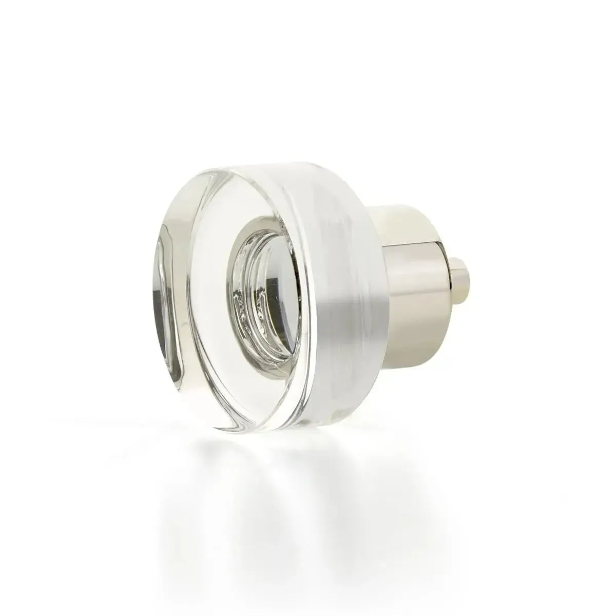 City Lights Round Disc Glass Knob Polished Nickel
