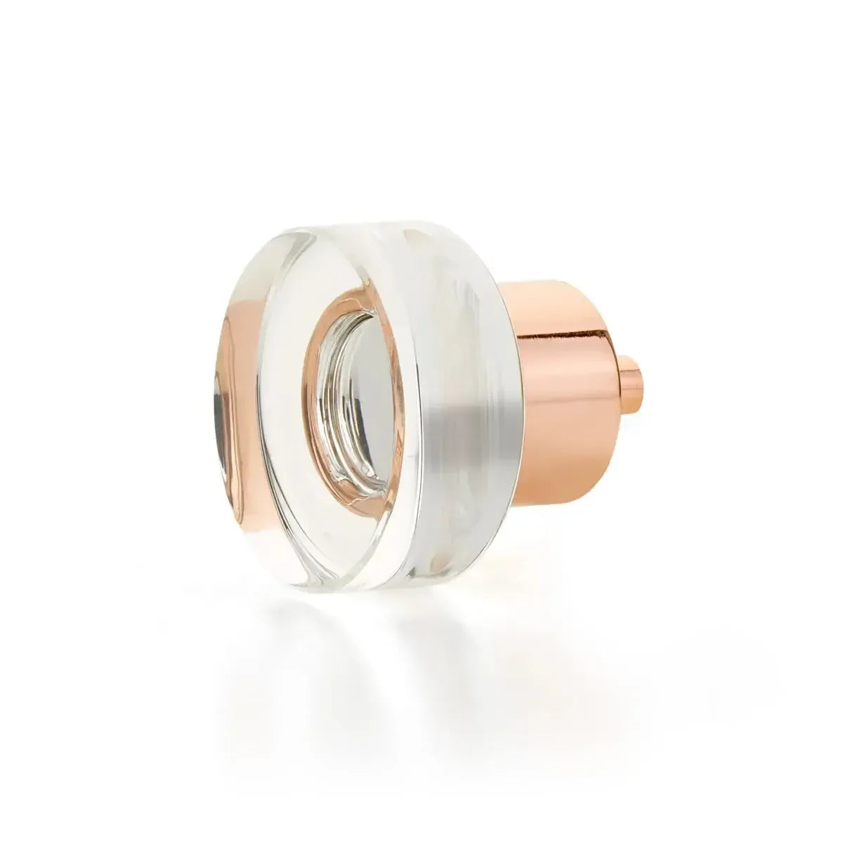 City Lights Round Disc Glass Knob Polished Rose Gold