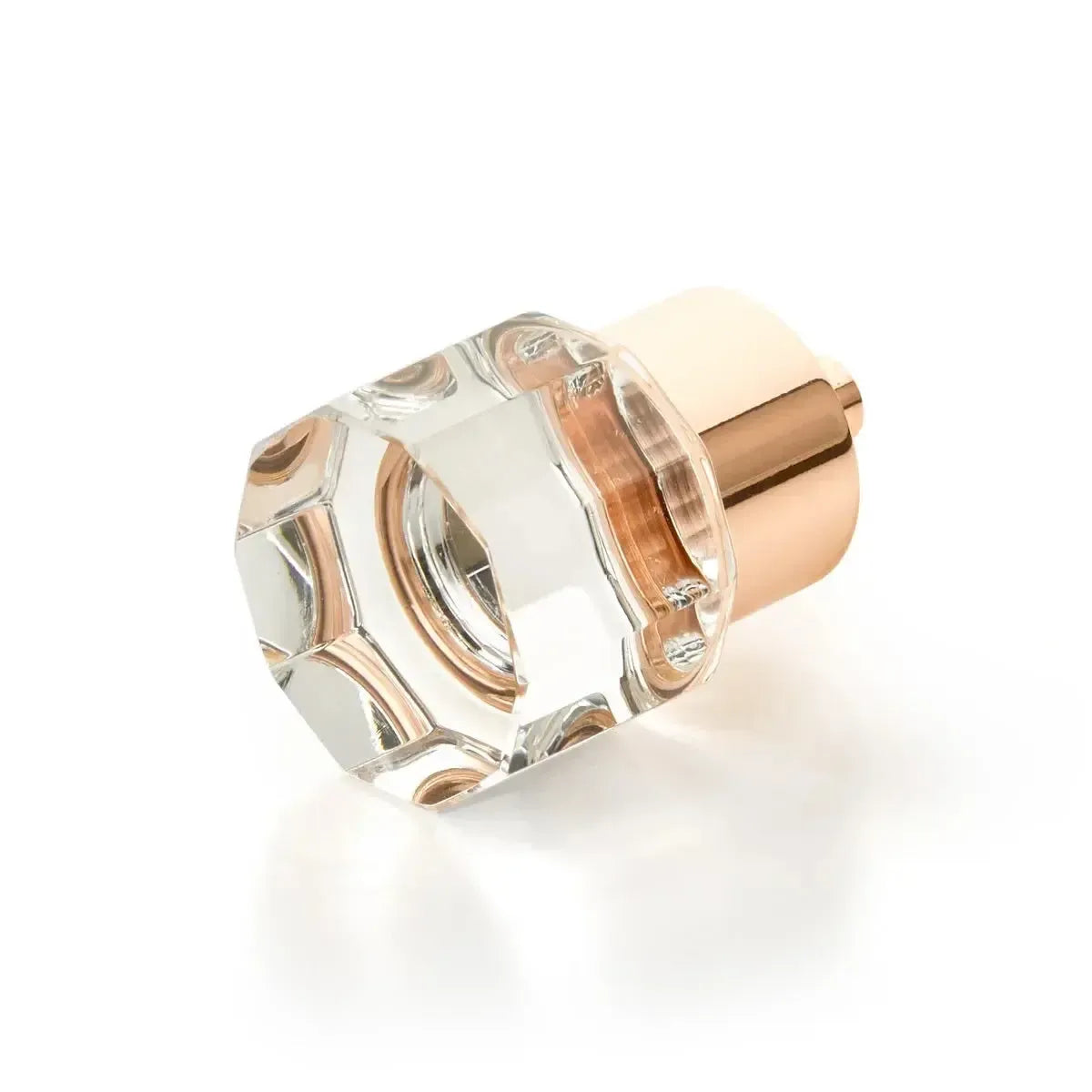 City Lights Round Mult-Sided Glass Knob Polished Rose Gold