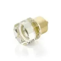 City Lights Round Mult-Sided Glass Knob Satin Brass