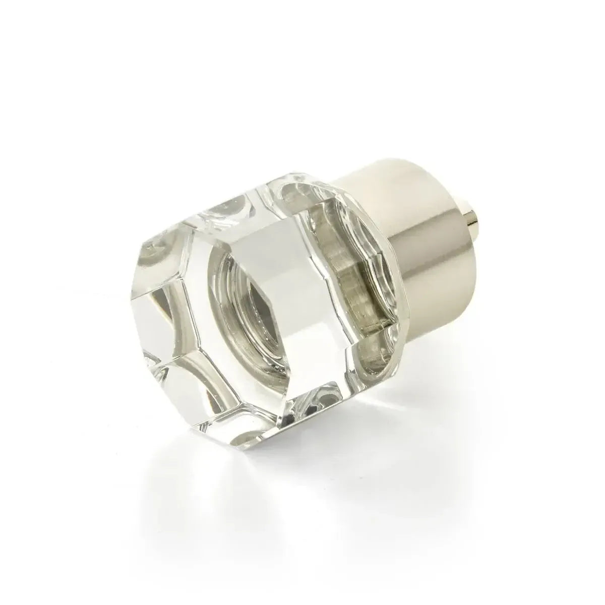 City Lights Round Mult-Sided Glass Knob Satin Nickel