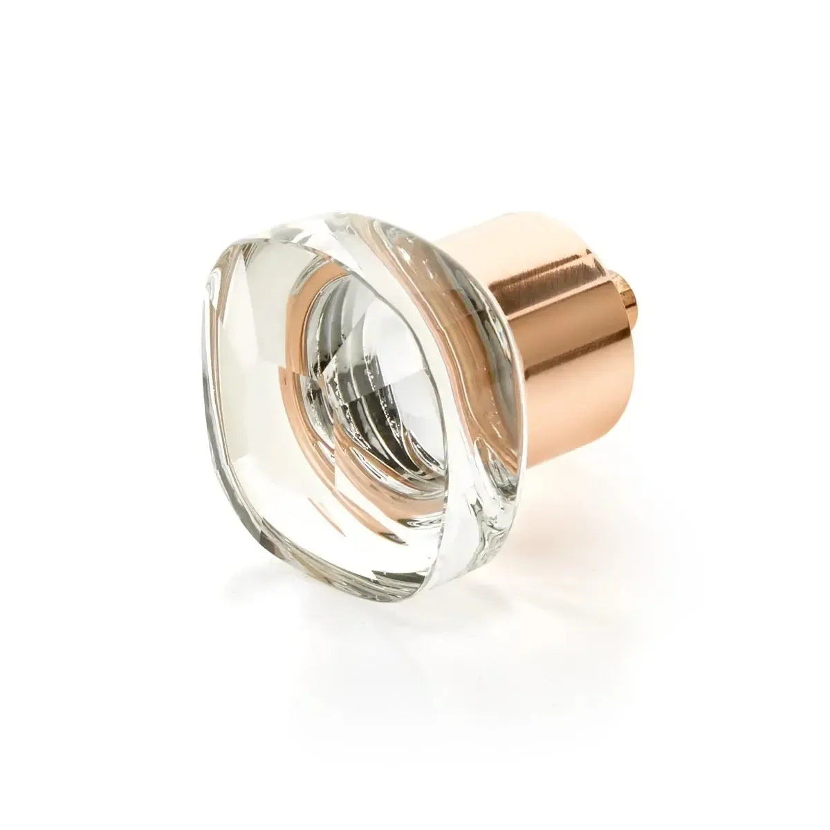 City Lights Soft Square Glass Knob Polished Rose Gold
