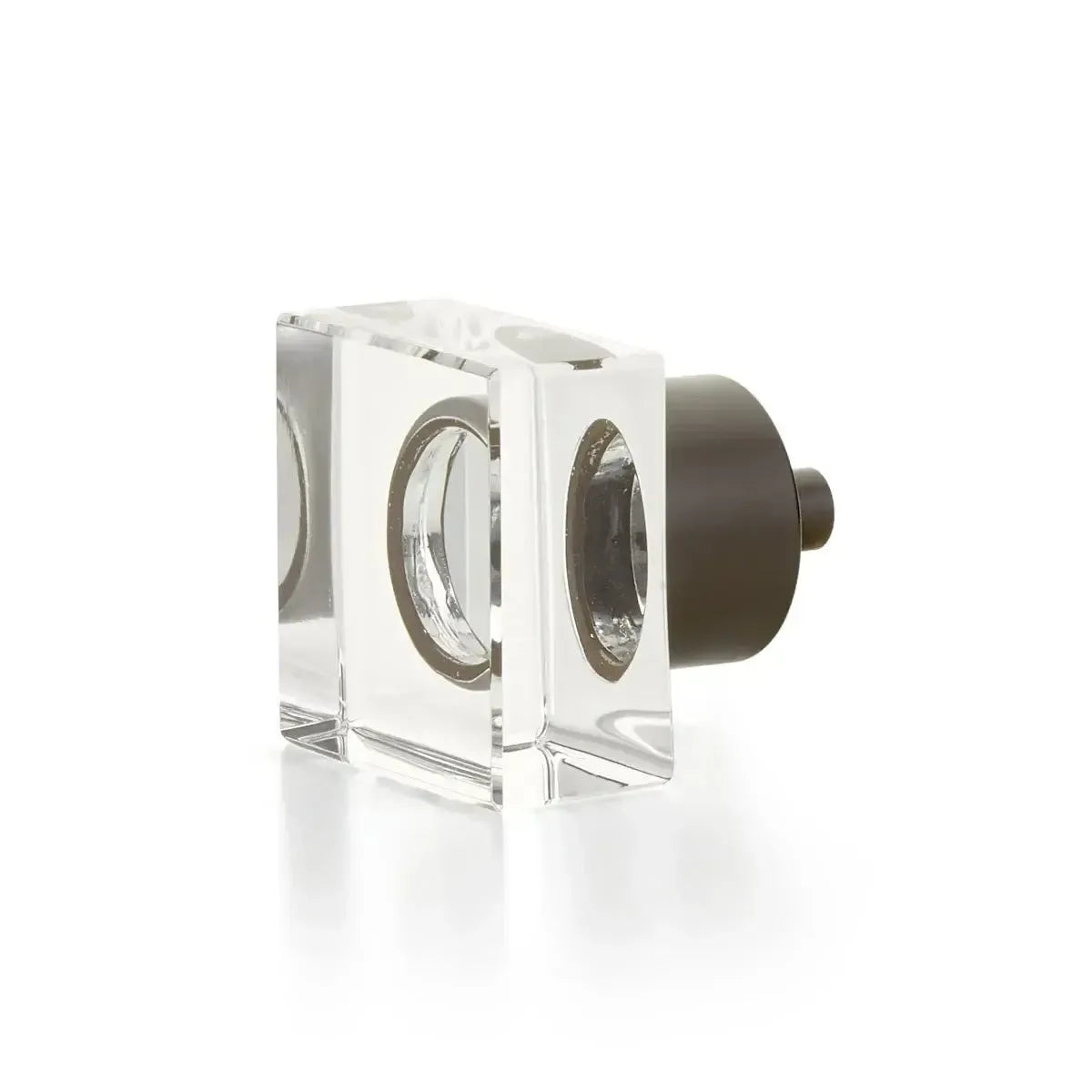 The Schaub City Lights Square Glass Knob in Oil Rubbed Bronze finish.